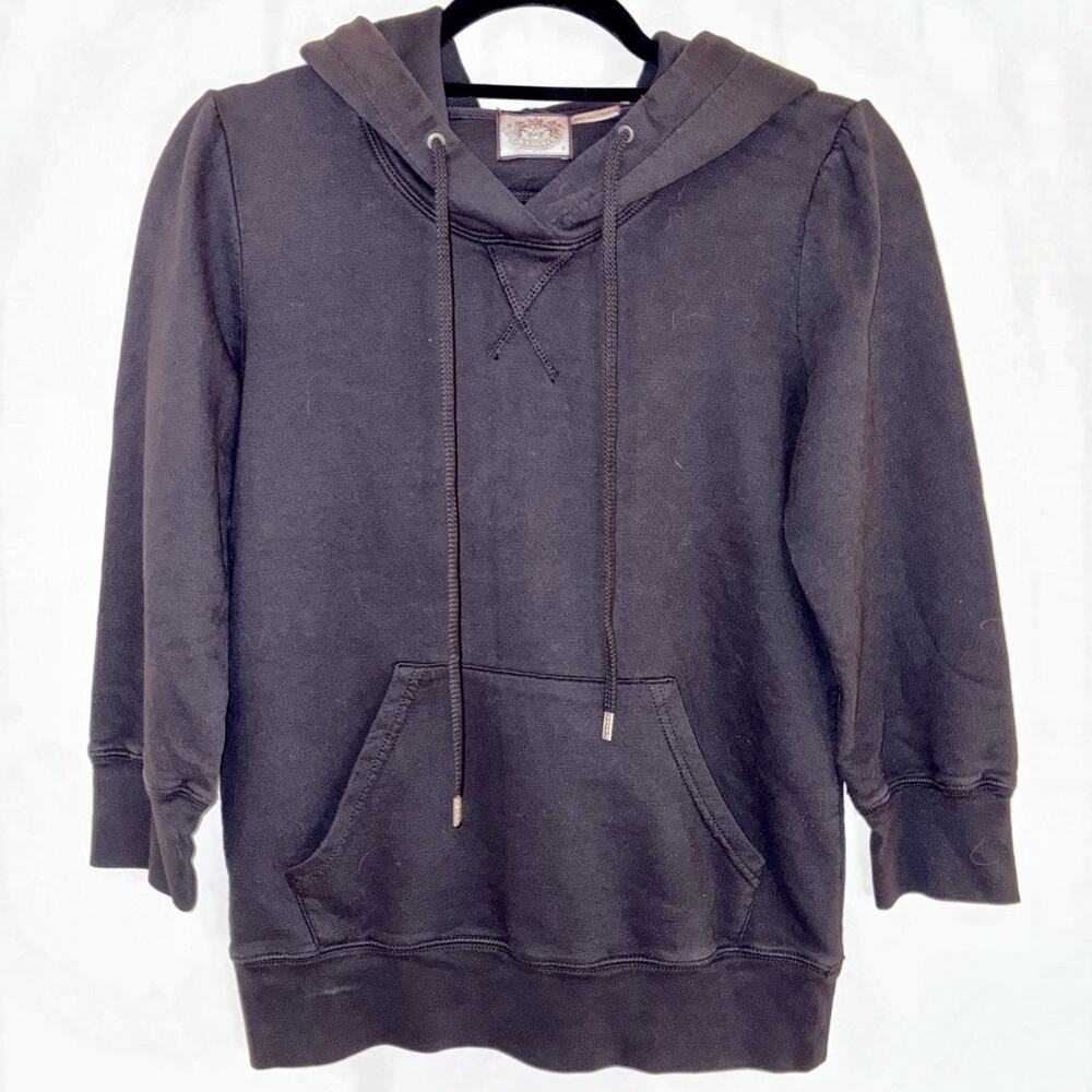 Juicy Couture Black Hoodie Kangaroo Pocket 3/4 Sleeves Size Medium NWT